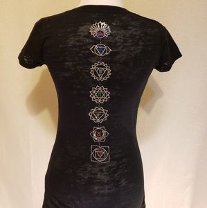 Embellished Black Vneck Tee